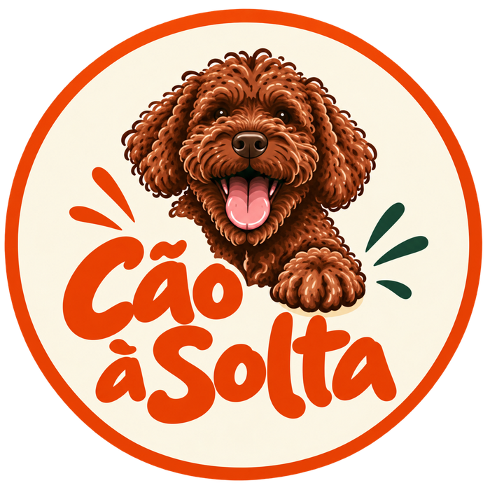 Logótipo Cão à Solta: um cão de pelo encaracolado a sorrir